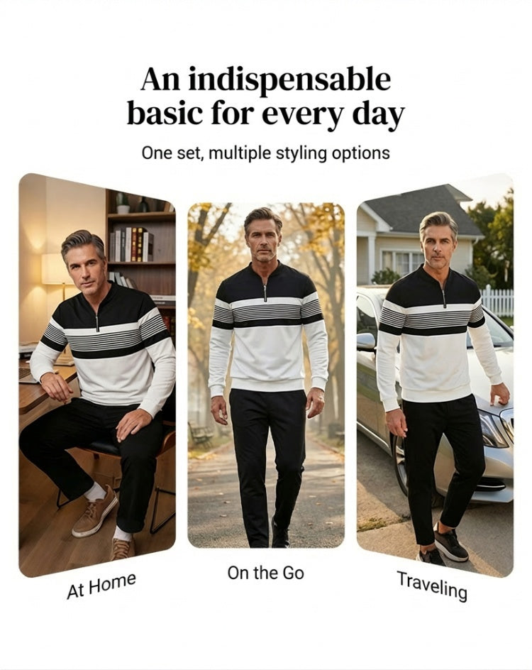 Set Herr Grafisk Tryck Pullover & Byxor - Street Casual Bekväm Passform