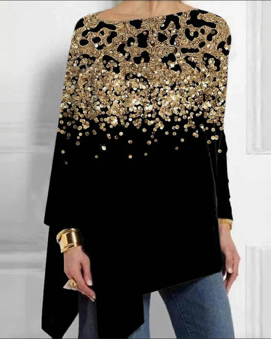 Casual Och Stylish Topp Med Leopardtryck