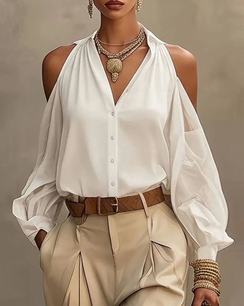 Blus Axelbandslös Mode
