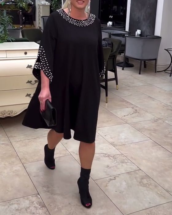 Klänning mode pärlstav lös plus size