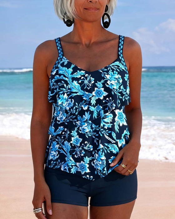 Tankini Oregelbunden Ruffle Fåll