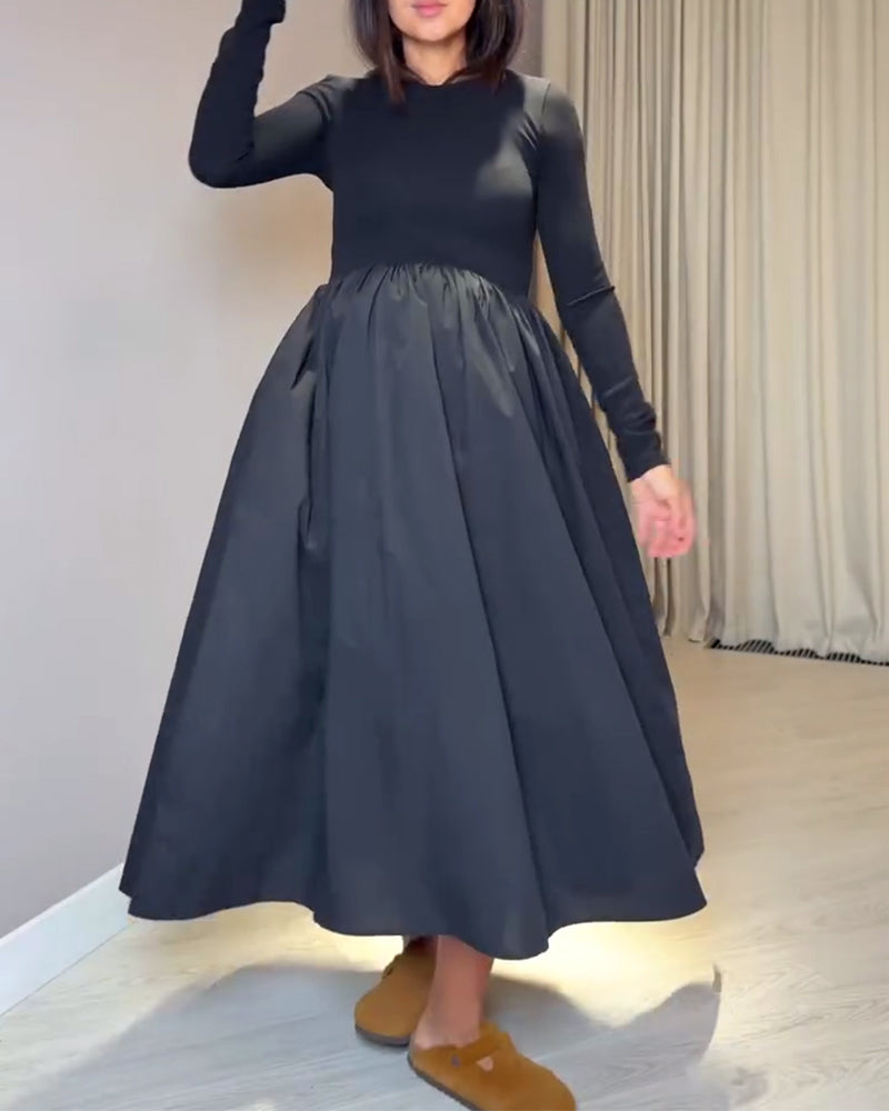 Klänning Rund Hals Elegant Lapptäcke