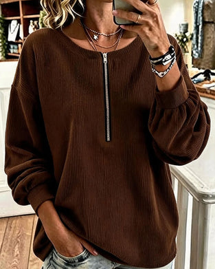 Sweatshirt Rundhals Dragkedja Randig Drop Axel