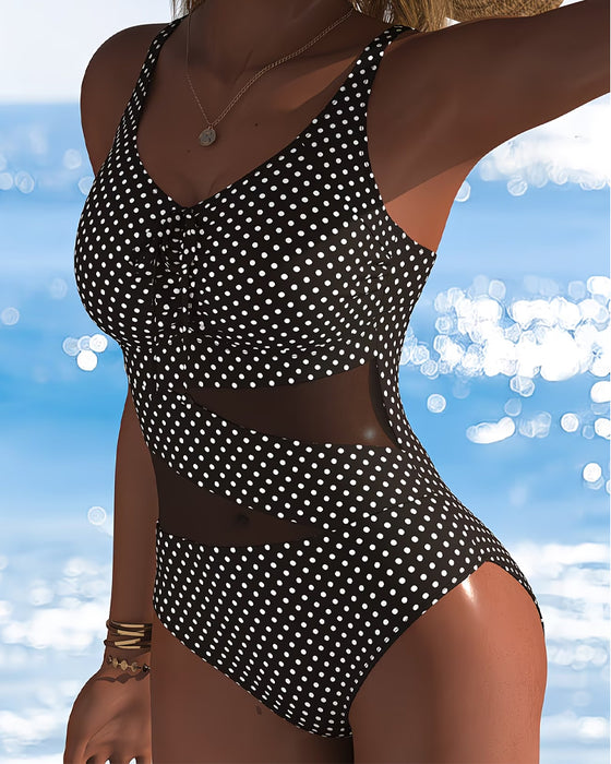 One-Piece Prickig Slips Mesh Patchwork