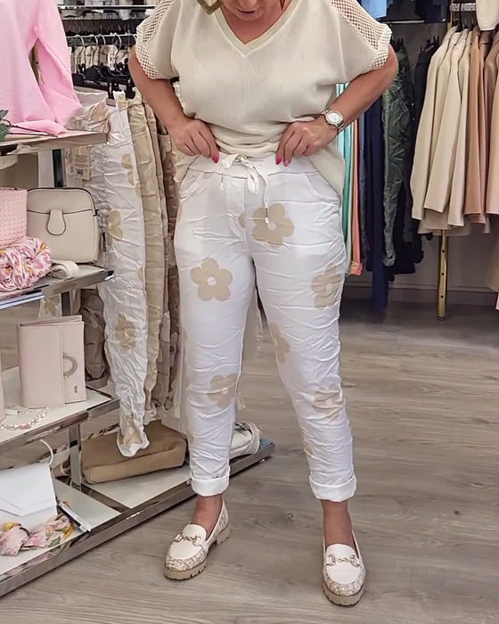 Byxor avslappnad tryck med dragsko