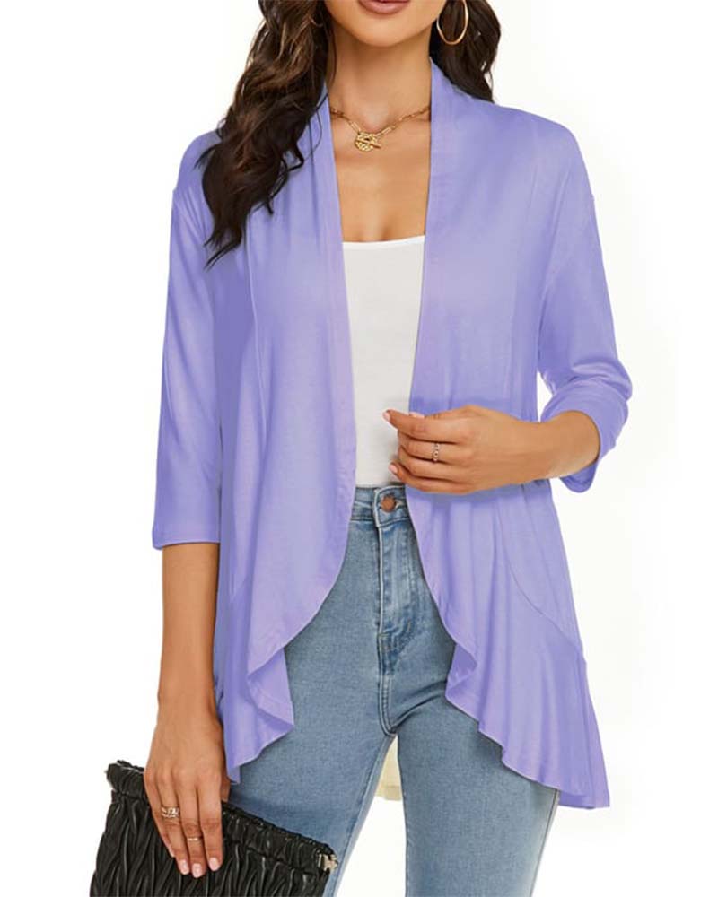 Kvinnors Cardigan Casual Lättvikt Öppen Framdel