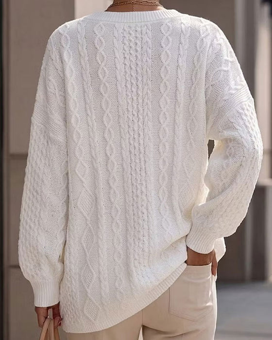 Pullover V-Hals Stilig Solid Avslappnad Stickad