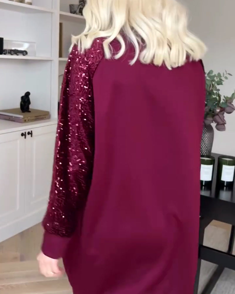 Tröjklänning Pullover Med Crewneck Och Långa Ärmar