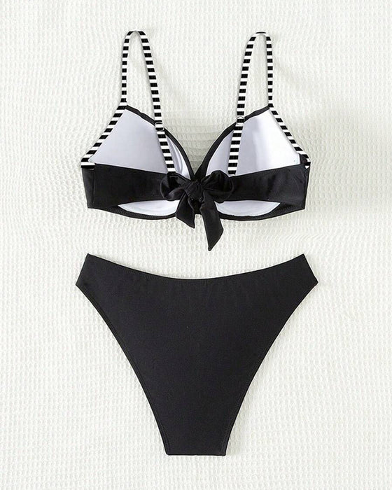 Bikini Sexig Randig Kontrast Triangel