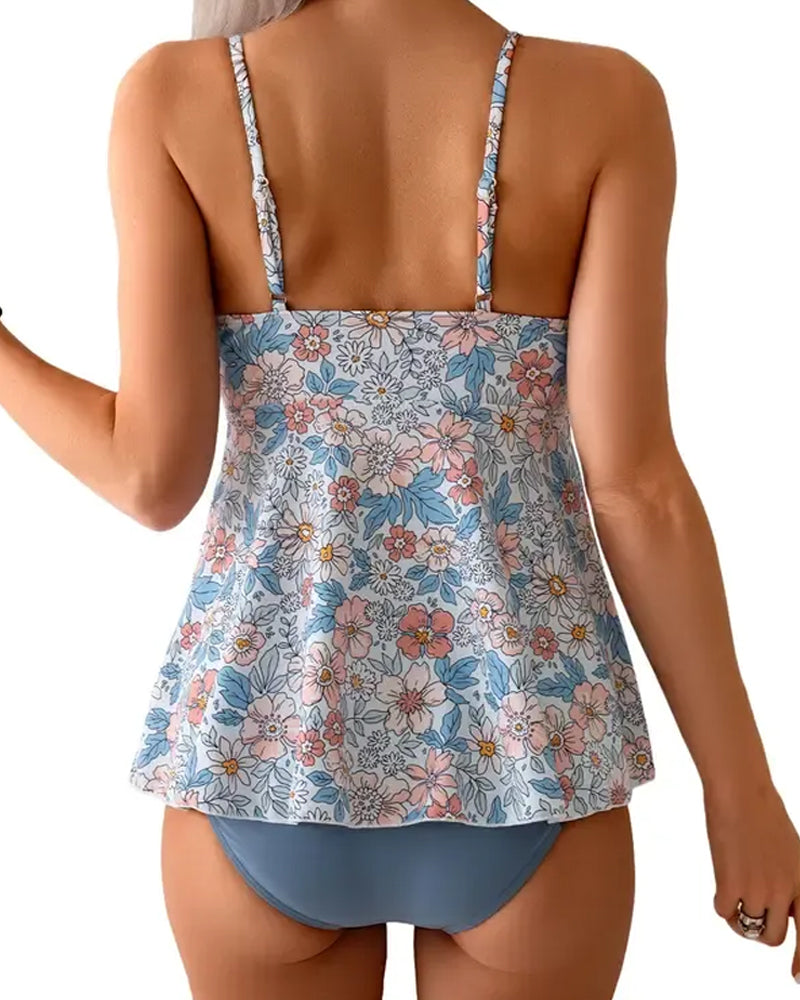Tankini Tryck Halster Hålig
