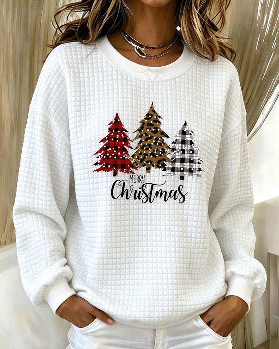 Sweatshirt Rundhals Rutig Pullover Julträd