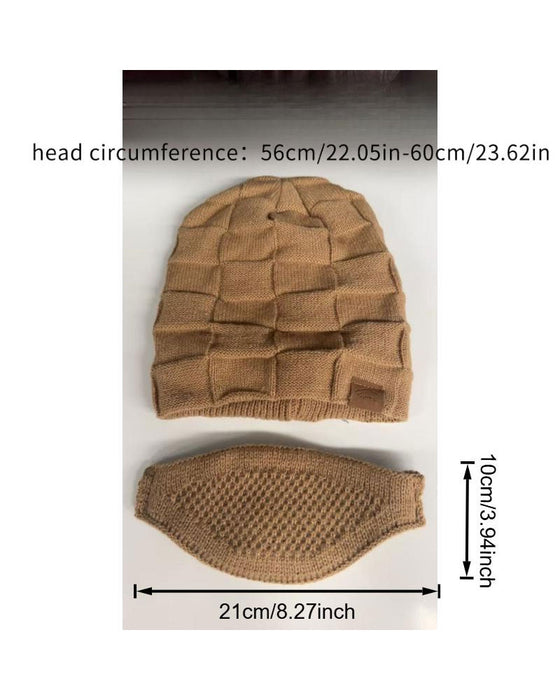 Stickad Mössa Mask Set Vinter Mössa Ansikte Öra Skydd