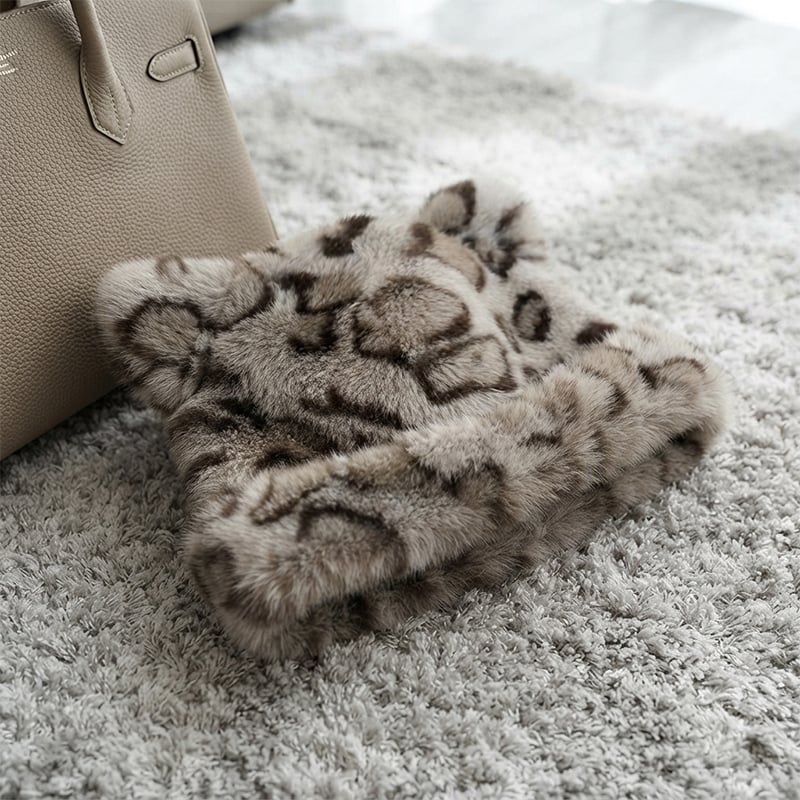 Hatt Leopardmönster Plysch Kattöra