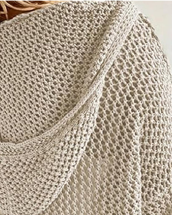 Damtoppar Virkad Hålig Med Huva Långärmad