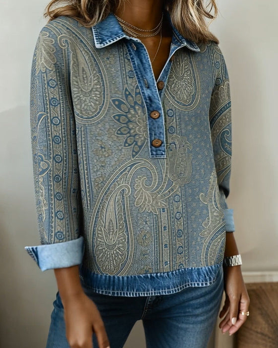 Luvtröja Färgblockad Knappkrage