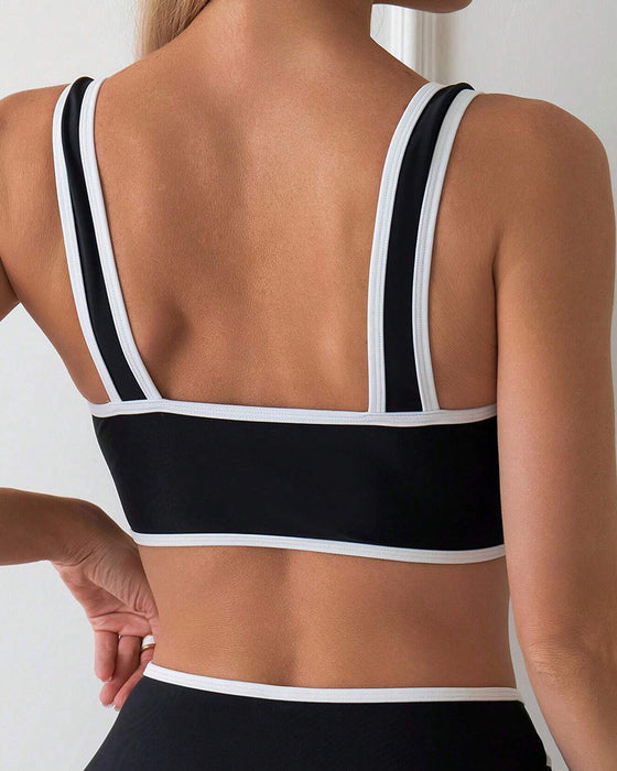 Baddräkt Tvådelad Randig Färgblock Bikini