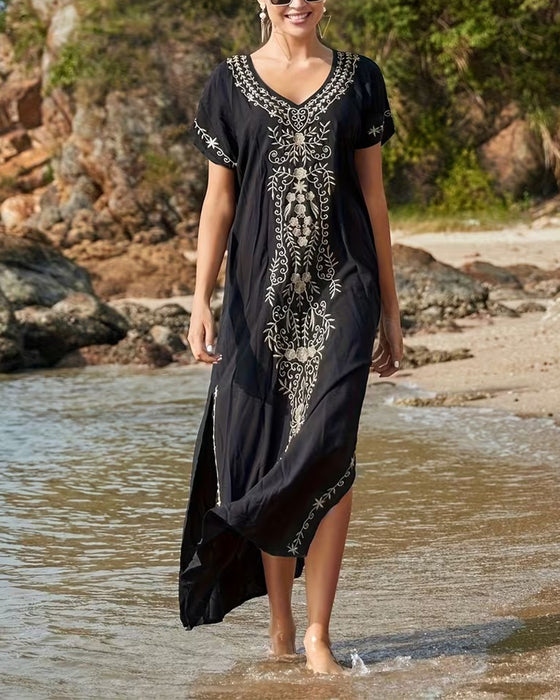 Klänning Etnisk Stil Retro Kortärmad