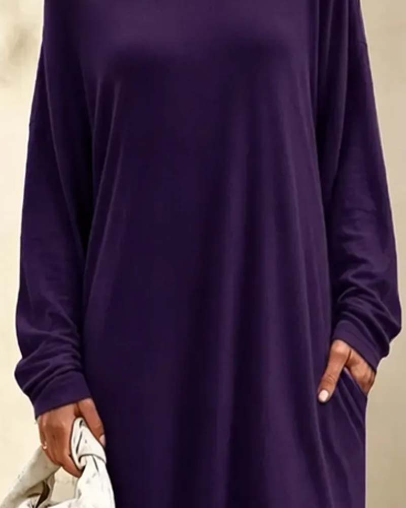 Klänning Asymmetrisk Off-Shoulder Lång Ärm Ficka Maxi