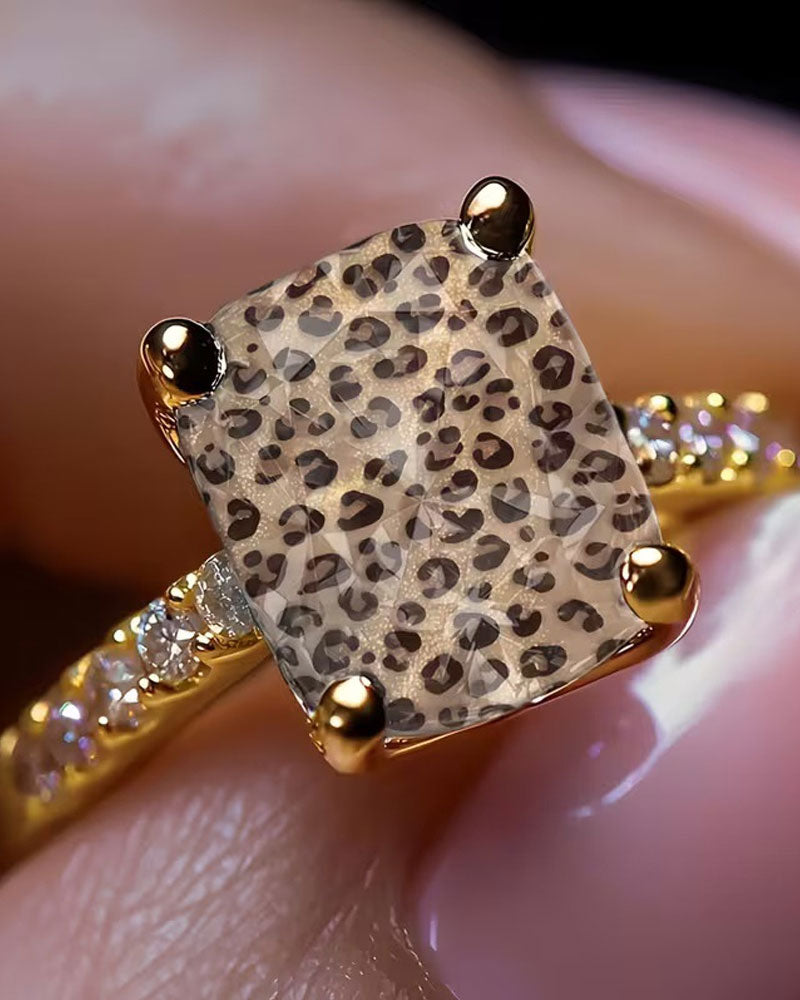 Ring Leopardtryck Fyrkantig Statement