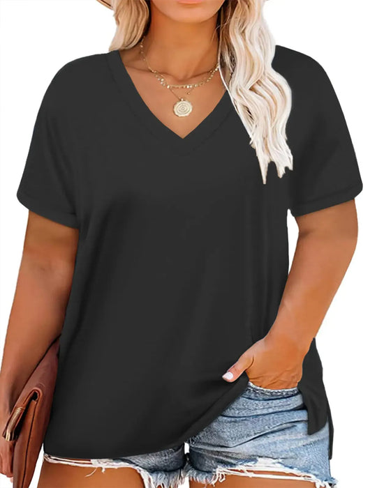 T-Shirt V-Hals Kort Ärm Lös Casual