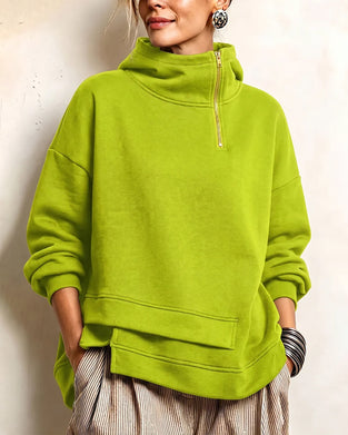 Sweatshirt Polokrage Dragkedja Oregelbunden