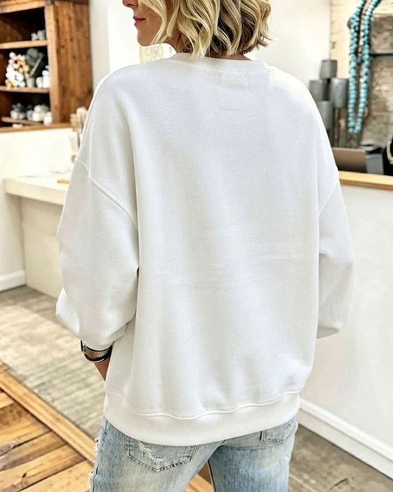 Sweatshirt Mock Skiktad Patchwork Runda Halsen