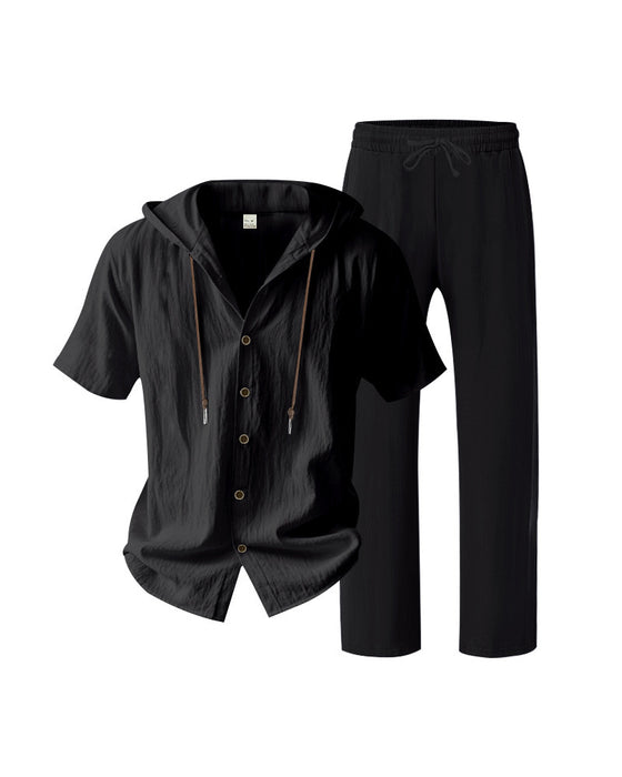 Herr Lättvikt Huvad Tvådelad Set För Sommar Casual Klädsel