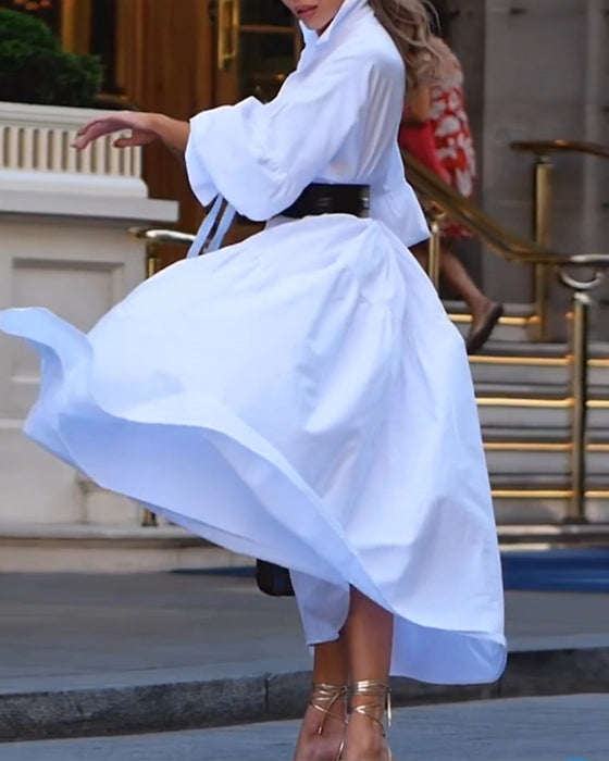 Enfärgad lös och hel casual klänning