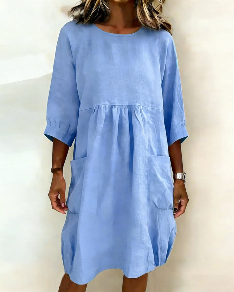 Klänning Trekvartsärm Löst