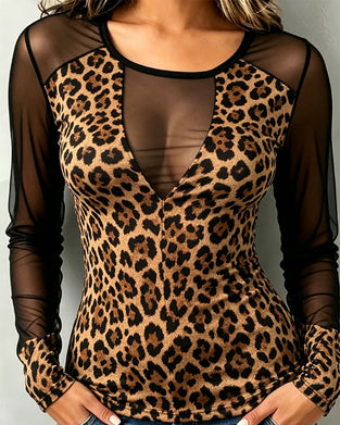 Topp Leopard Patchwork Trendig