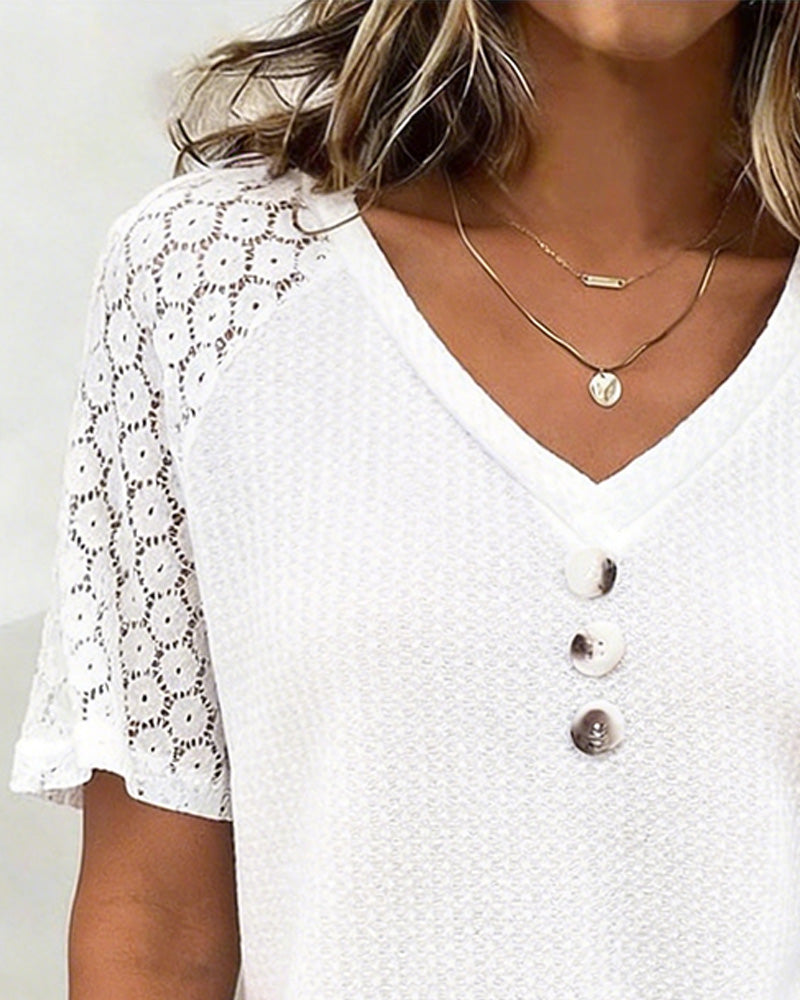 Spets Cutout Sammansatt Topp