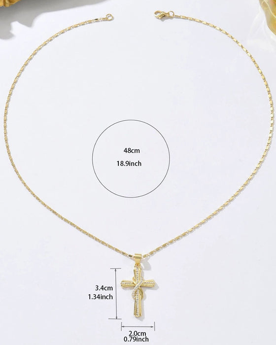 ✝️ Damhalsband med Gnistrande Korshänge – Elegant Tvinnad Design För Vardag & Speciella Tillfällen