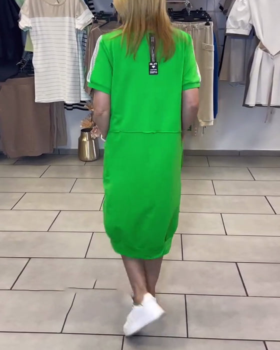 Klänning Kortärmad Mönstrad Rak