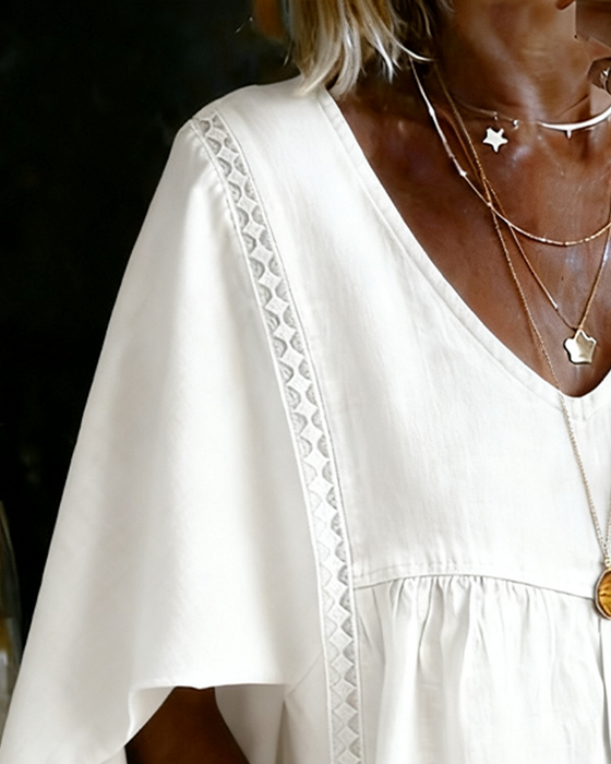 Blus Lös V-Hals Cape Stil