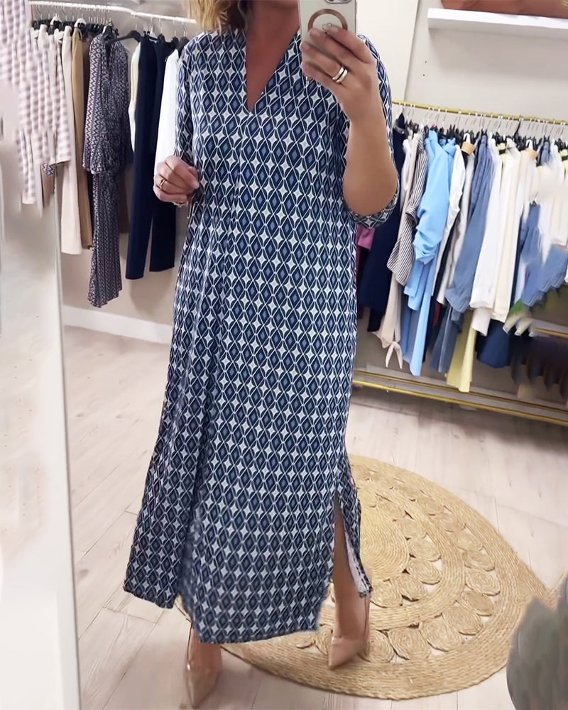 Klänning Geometrisk Tryck Maxi