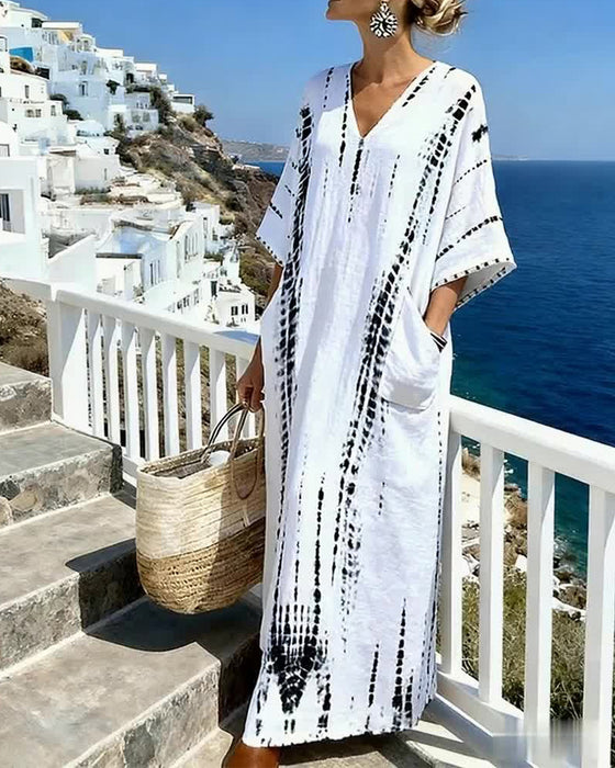 Klänning Bohemisk Fladdrig V-ringad