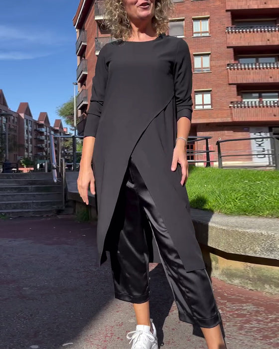 Skjorta Fashionabla Irregular Slit