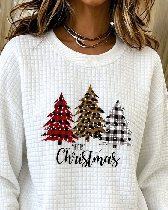 Sweatshirt Rundhals Rutig Pullover Julträd