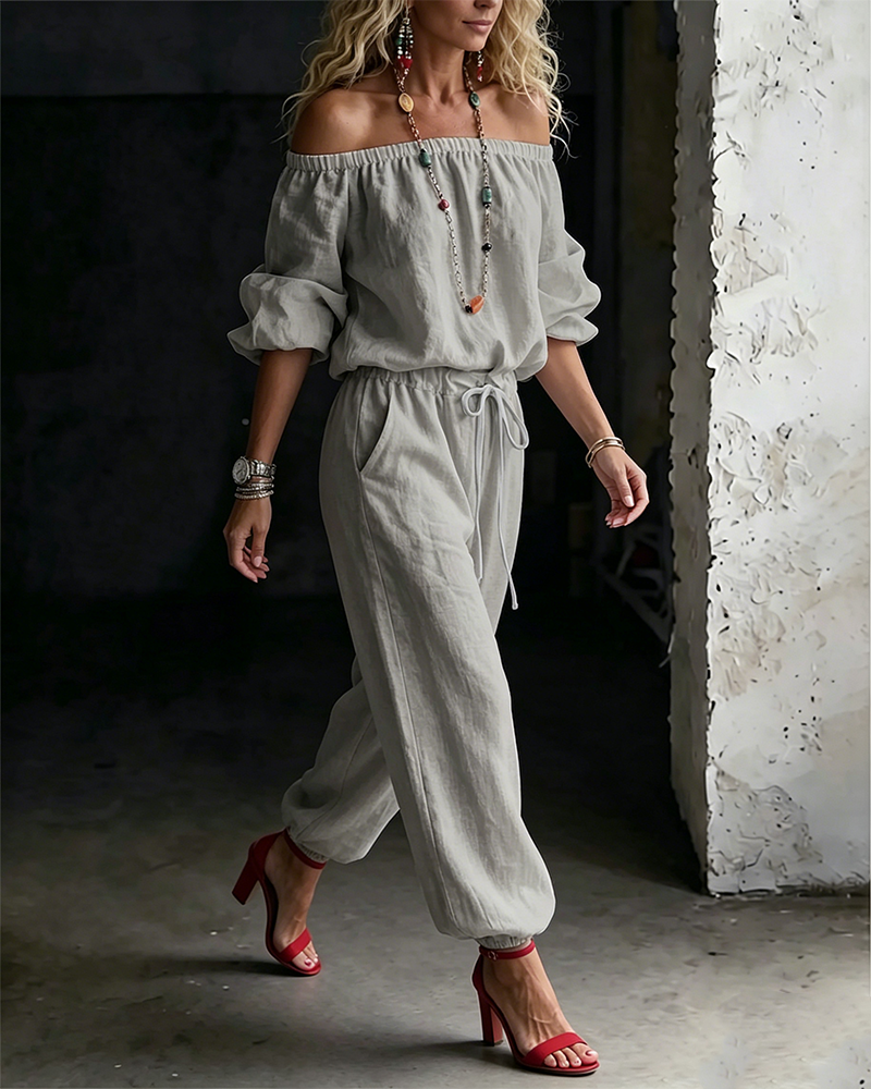 Hoppdräkt Off-Shoulder Knyt Midja Snörd Midja