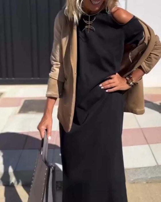 Klänning Fashion Avslappad Off-Shoulder Slim