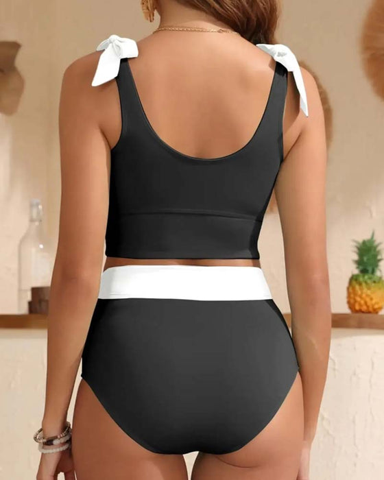Bikini Rosett U-Formad Färgblock Mode