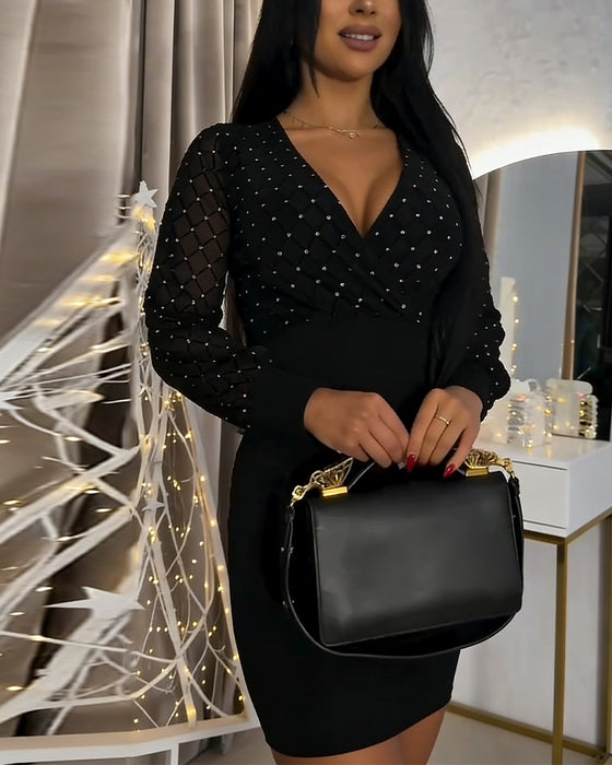 Kjol Sexig Djup V-hals Nät Sidlinjerad