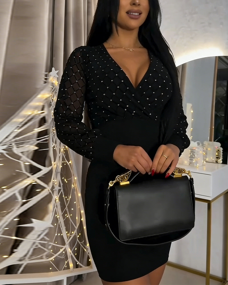 Kjol Sexig Djup V-hals Nät Sidlinjerad