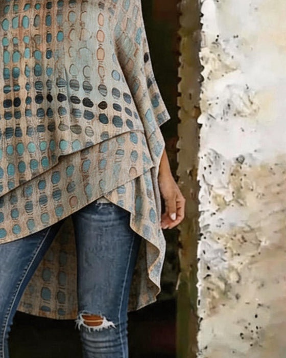 Blus Prickigt Print Enaxel Oregelbunden
