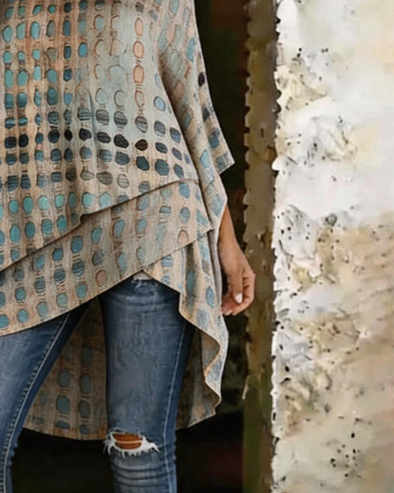 Blus Prickigt Print Enaxel Oregelbunden