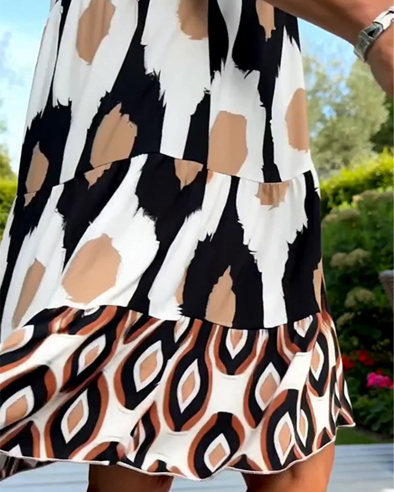 Klänning Ärmlös V-Hals Geometrisk Tryck