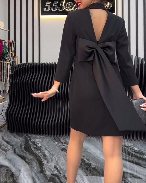 Krage Slips Klänning Dubbelknäppt Kostym