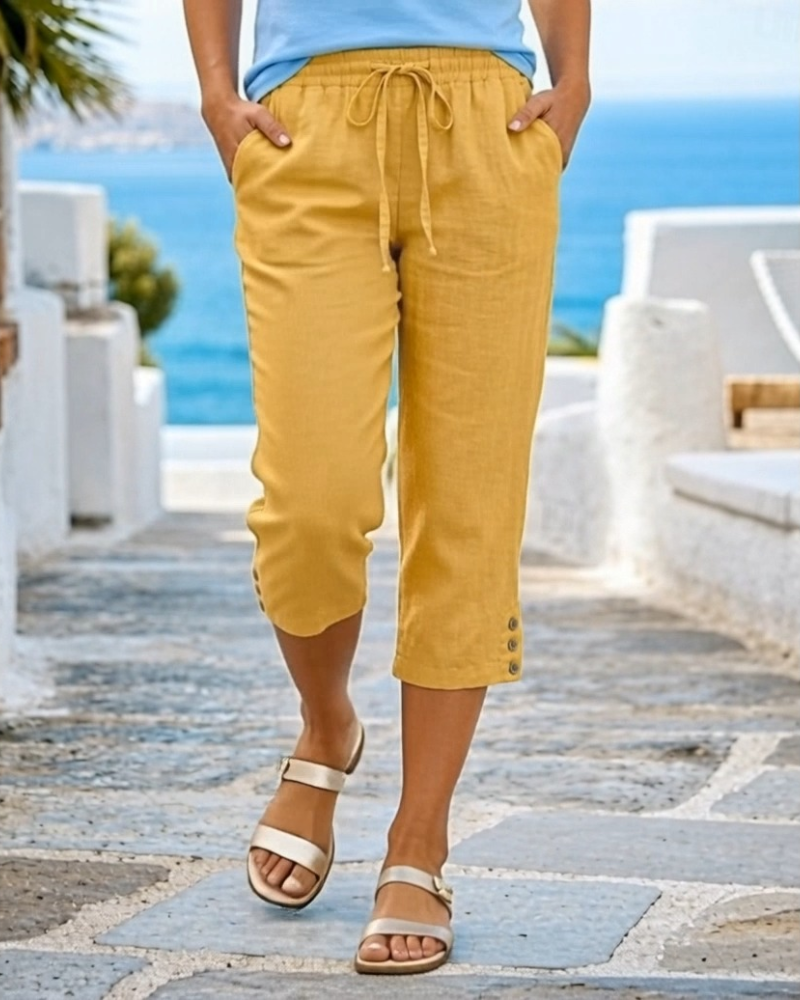 Byxor Dragsko Avslappnad Enfärgad Kapad