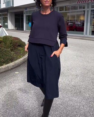 Klänning Rund Halsringning Lapparbete Modern