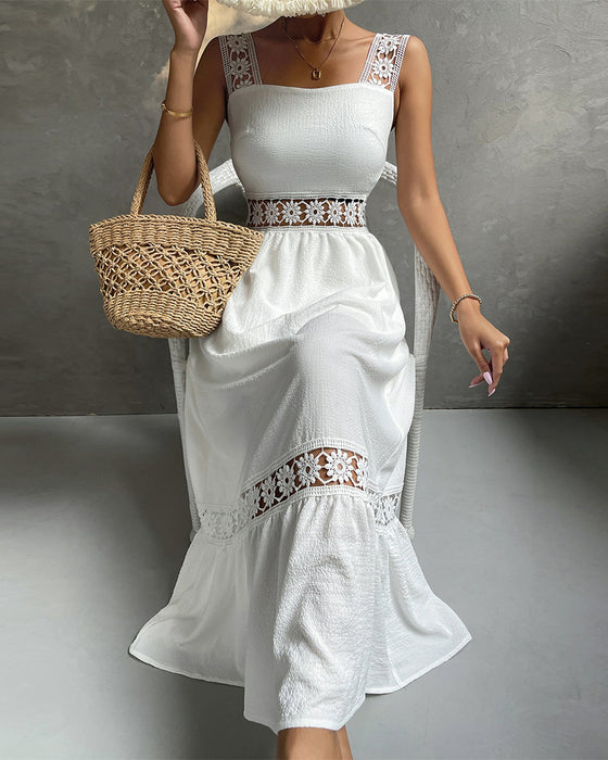 Klänning Spetskant Hålig Cami